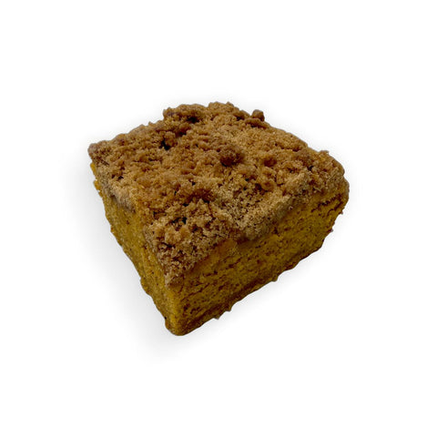 Pumpkin spice coffee cake topped with cinnamon streusel, gluten-free, dairy-free, vegan.