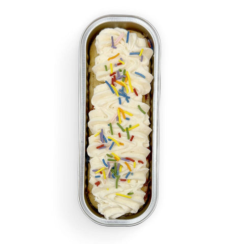 Birthday Cake Loaded Cake from Sinful Confections gluten-free dairy-free vegan bakery Portland Oregon with buttercream frosting and sprinkles