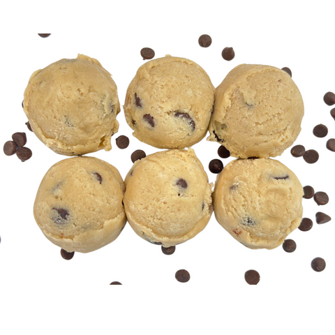 Gluten-free chocolate chip edible dough bites ready to eat