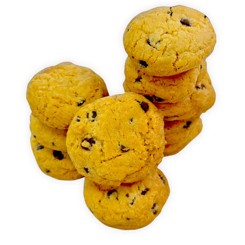 Gluten-free chocolate chip mini cookies baked with vegan butter