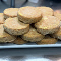 Close up of gluten free dairy free vegan English muffins