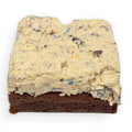 Monster mash cookie dough brownie from Sinful Confections bakery, gluten-free and vegan with chocolate chips, sandwich cookies, oats, and sprinkles