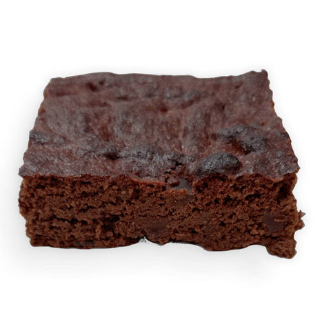 Single no sugar added chocolate chunk brownie that is gluten free and dairy free, made with sugar-free chocolate chips for rich chocolate flavor.
