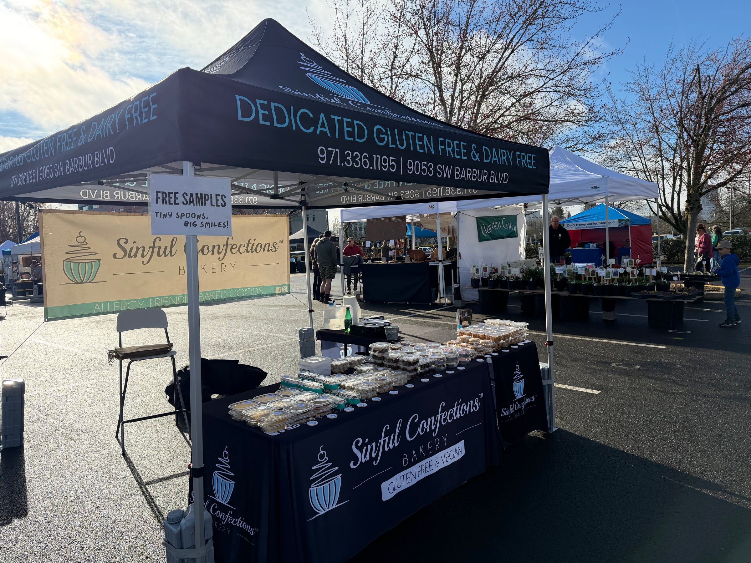 Sinful Confections farmers market booth