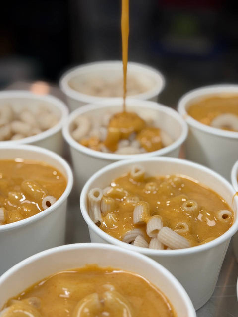 Gluten free, dairy free and vegan mac and cheese cup with creamy sauce and tender noodles.